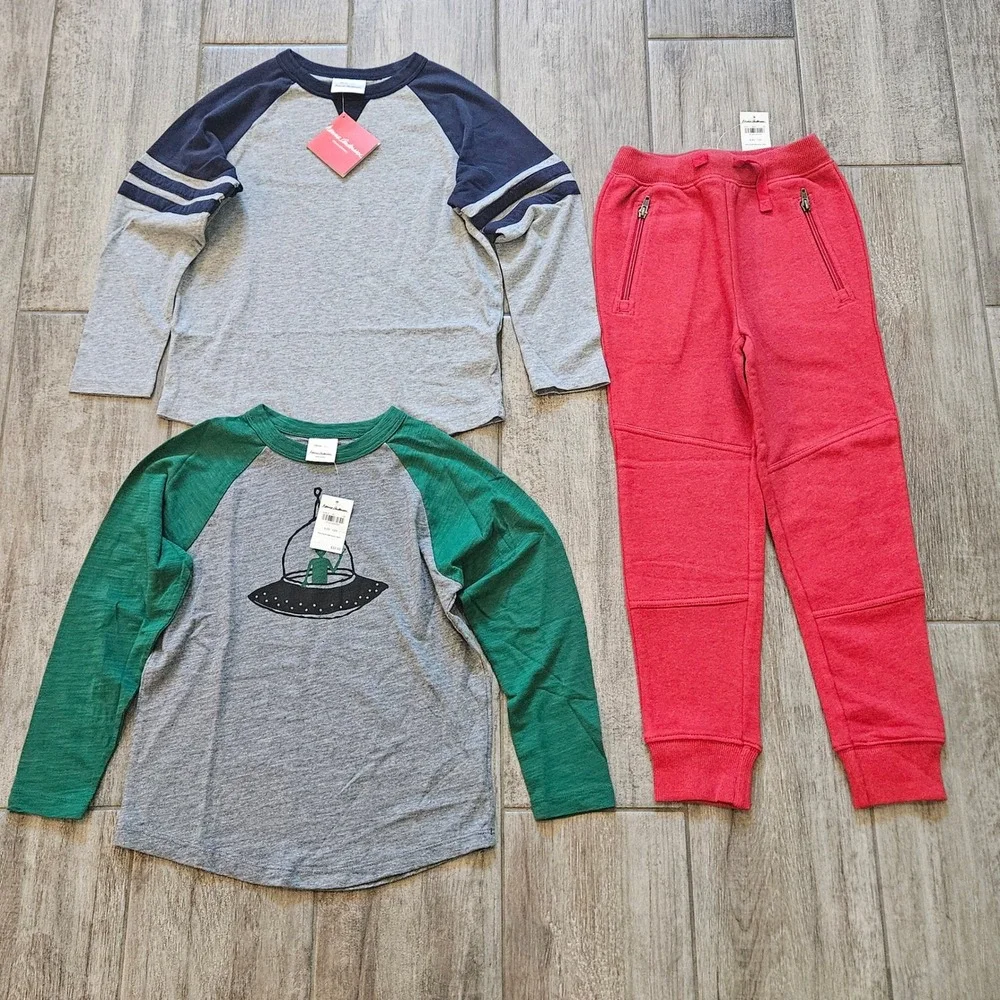 Hanna Andersson Shirt Jogger Set of 3 Kids 120 US 6-7 NEW Alien UFO Raglan Pants
